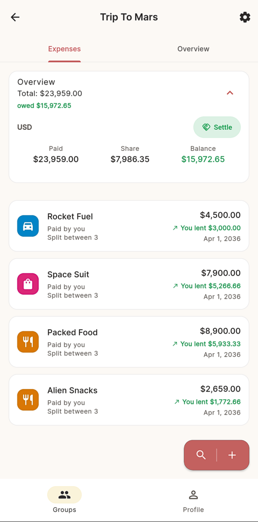 OweYo App Add Expense Screen